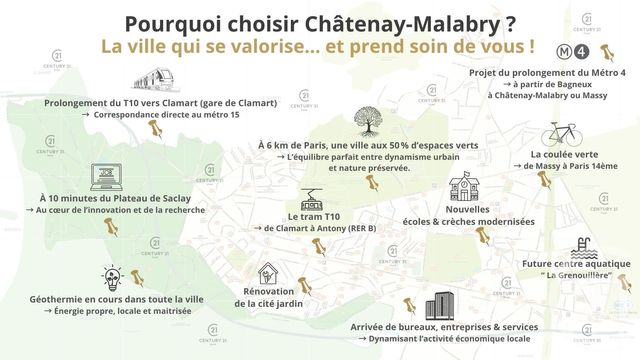 Appartement F4 à vendre - 4 pièces - 84.39 m2 - CHATENAY MALABRY - 92 - ILE-DE-FRANCE - Century 21 Vicael